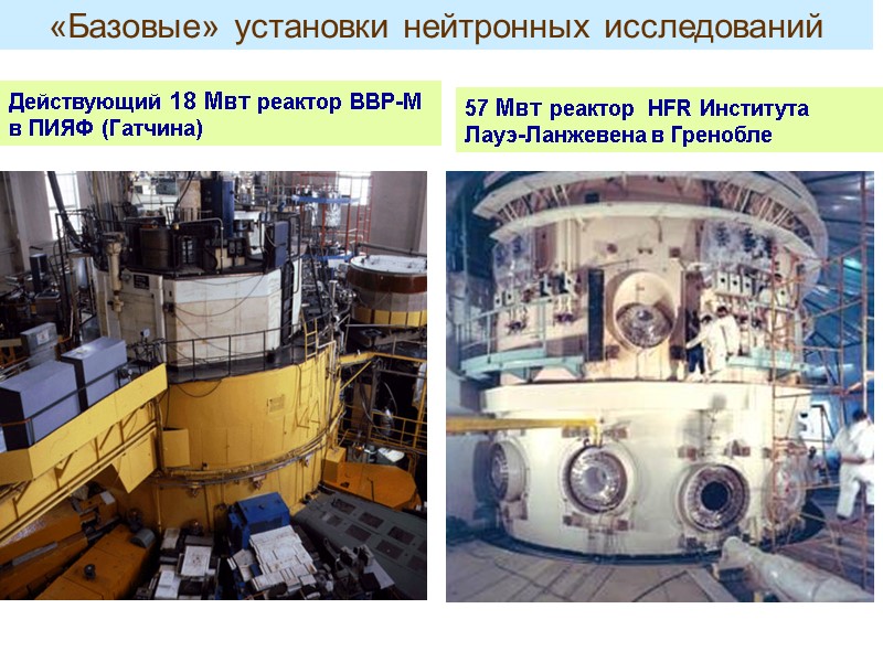 Действующий 18 Мвт реактор ВВР-М  в ПИЯФ (Гатчина) 57 Мвт реактор  HFR